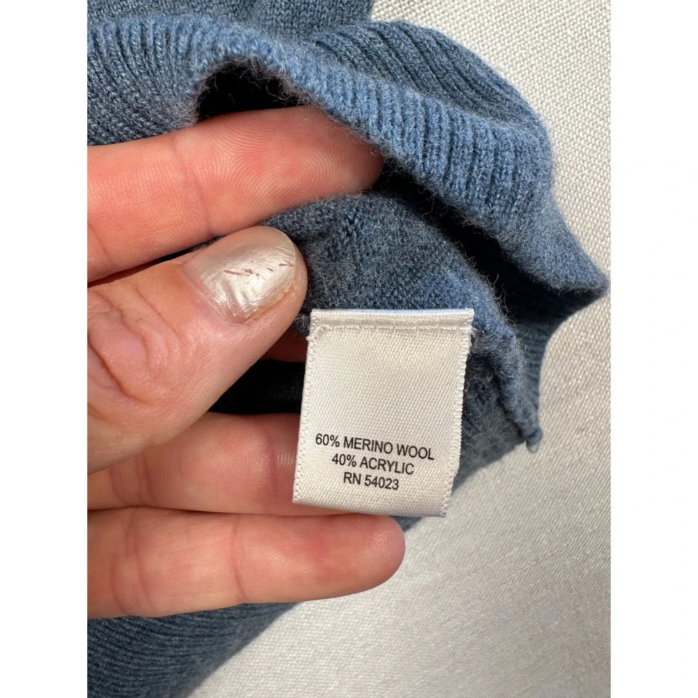 Banana‎ Republic Mens Blue Merino Wool Blend Snap Mock Neck Sweater Large